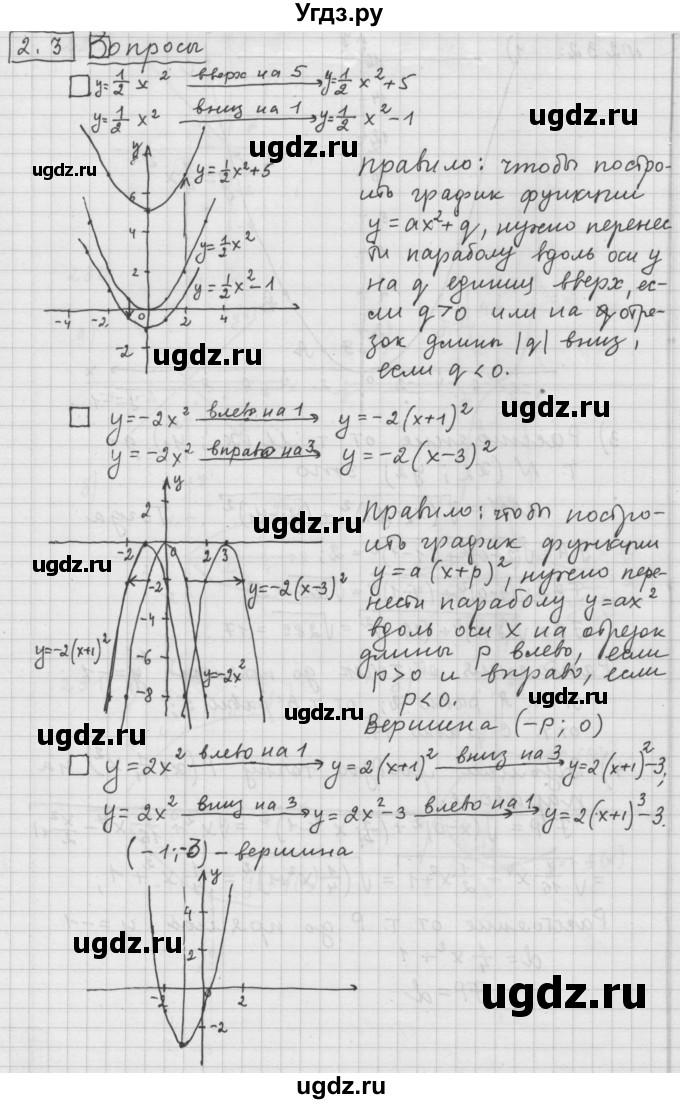 ГДЗ (Решебник к учебнику 2015) по алгебре 9 класс Г.В. Дорофеев / задание после теории номер / глава 2 / 2.3