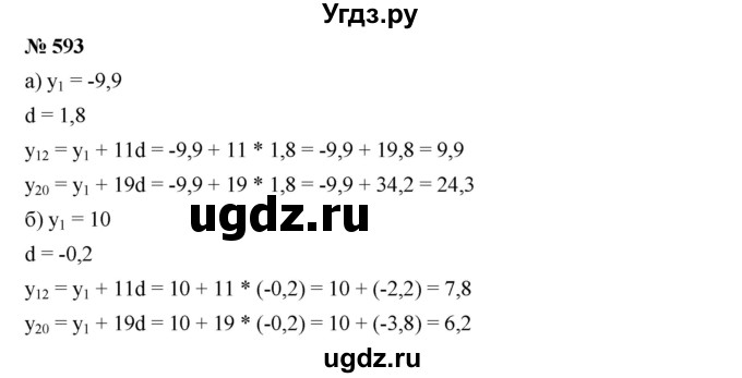 ГДЗ (Решебник к учебнику 2019) по алгебре 9 класс Г.В. Дорофеев / номер / 593