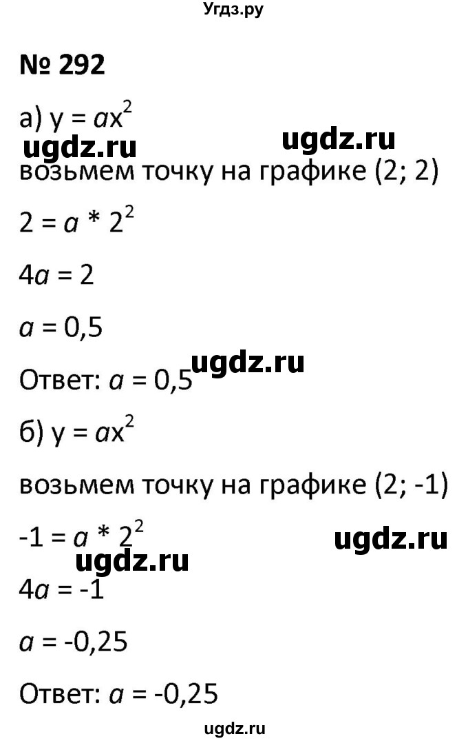 ГДЗ (Решебник к учебнику 2021) по алгебре 9 класс А.Г. Мерзляк / упражнение / 292