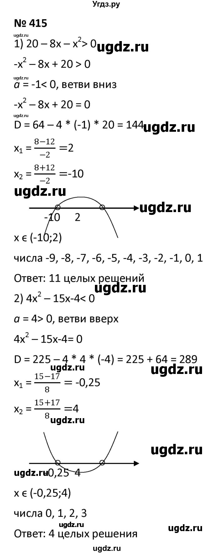 ГДЗ (Решебник к учебнику 2021) по алгебре 9 класс А.Г. Мерзляк / упражнение / 415