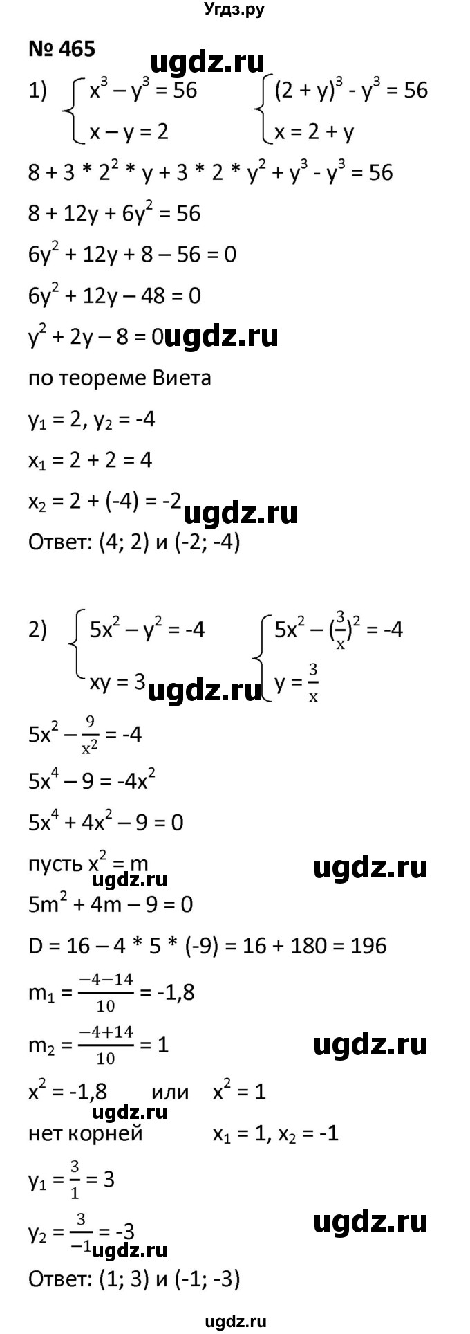 ГДЗ (Решебник к учебнику 2021) по алгебре 9 класс А.Г. Мерзляк / упражнение / 465