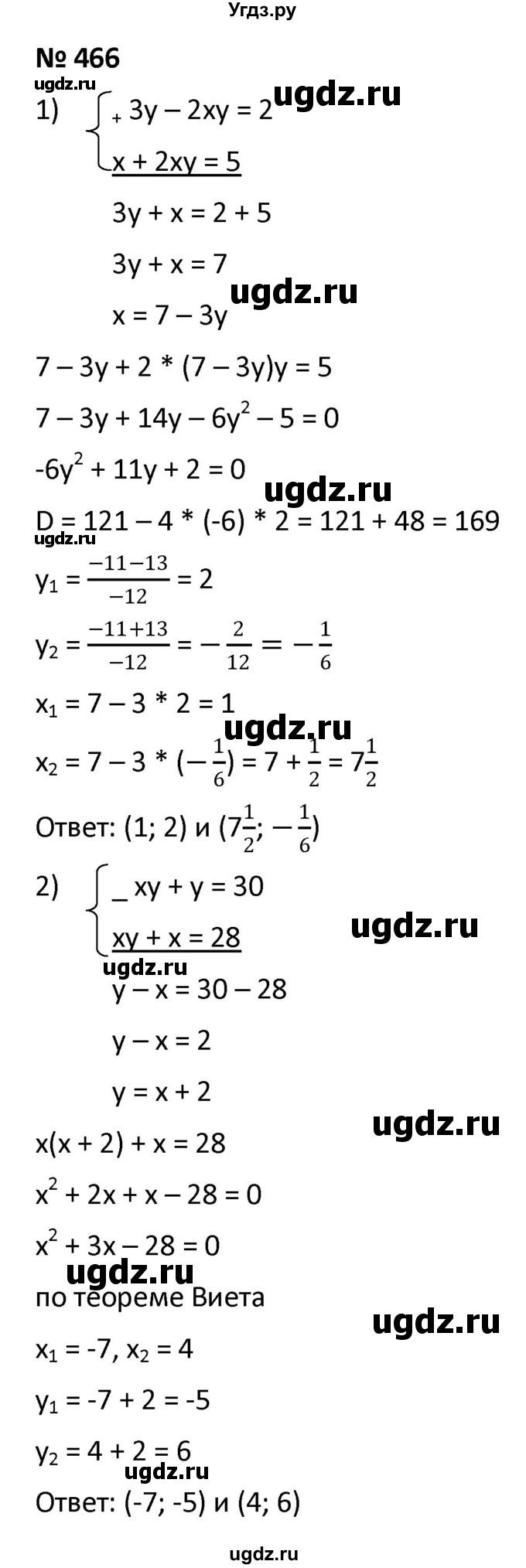 ГДЗ (Решебник к учебнику 2021) по алгебре 9 класс А.Г. Мерзляк / упражнение / 466