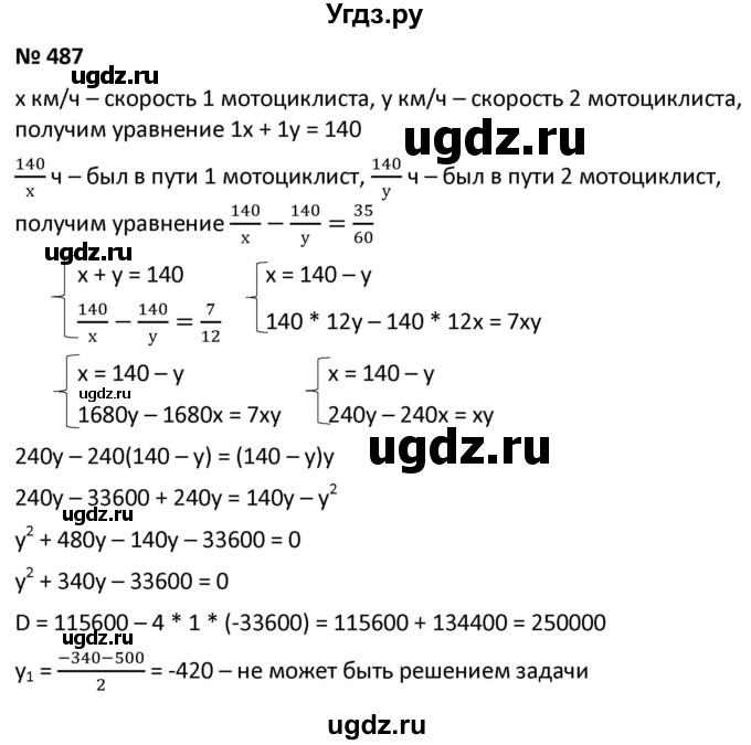 ГДЗ (Решебник к учебнику 2021) по алгебре 9 класс А.Г. Мерзляк / упражнение / 487
