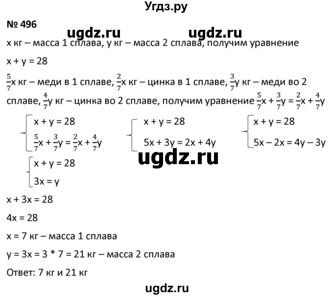 ГДЗ (Решебник к учебнику 2021) по алгебре 9 класс А.Г. Мерзляк / упражнение / 496