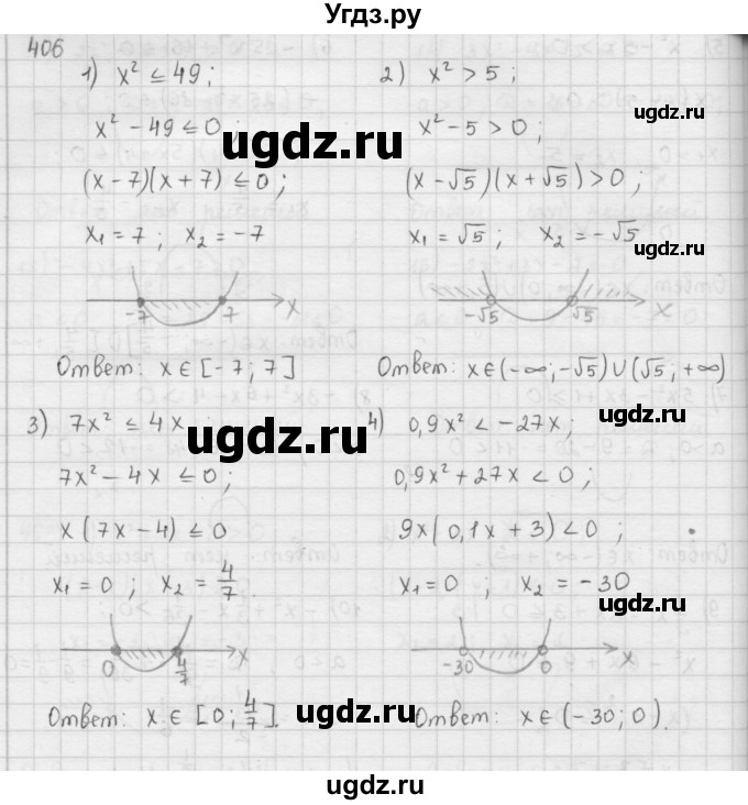 ГДЗ (Решебник к учебнику 2016) по алгебре 9 класс А.Г. Мерзляк / упражнение / 406