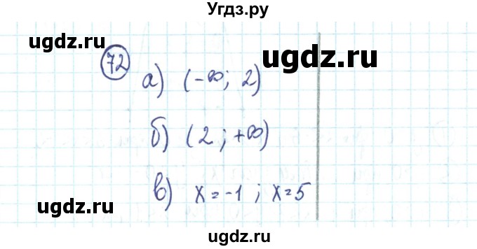 ГДЗ (Решебник №2) по алгебре 9 класс (рабочая тетрадь) Минаева С.С. / упражнение номер / 72