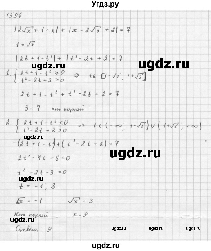 ГДЗ (Решебник №1) по алгебре 10 класс Ш.А. Алимов / упражнение-№ / 1596(продолжение 3)