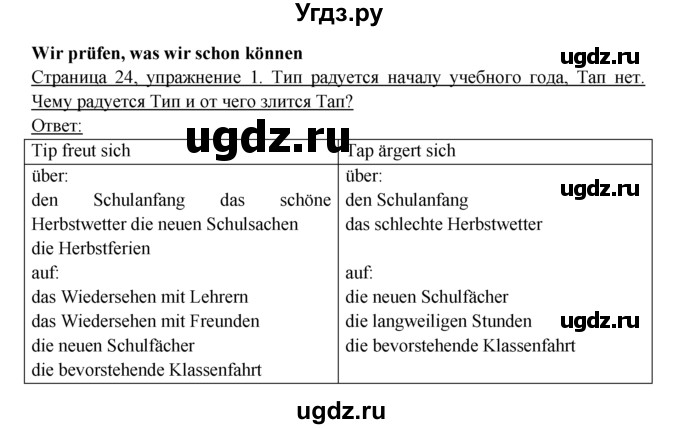 ГДЗ (решебник) по немецкому языку 6 класс (рабочая тетрадь) И.Л. Бим / страница / 24