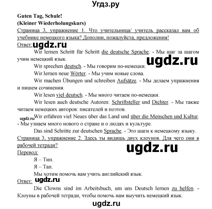 ГДЗ (решебник) по немецкому языку 6 класс (рабочая тетрадь) И.Л. Бим / страница / 3
