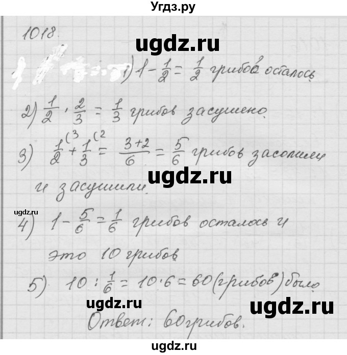 ГДЗ (Решебник к учебнику 2010) по математике 6 класс Г.В. Дорофеев / номер / 1018