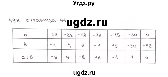 ГДЗ (Решебник №1) по математике 6 класс (рабочая тетрадь) Мерзляк А.Г. / задание номер / 498