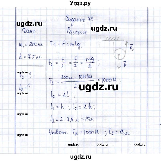 ГДЗ (Решебник к учебнику 2015) по физике 7 класс С.В. Громов / задача / 73