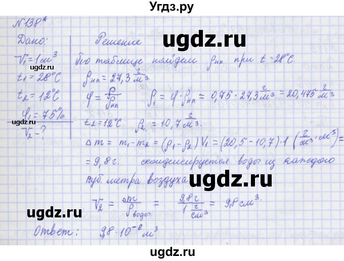 ГДЗ (Решебник №1) по физике 10 класс (рабочая тетрадь) Пурышева Н.С. / задача номер / 138