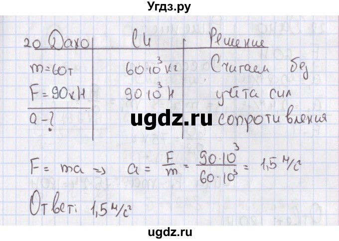 ГДЗ (Решебник №2) по физике 10 класс (рабочая тетрадь) Пурышева Н.С. / задача номер / 20