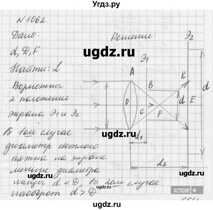 ГДЗ (Решебник №1) по физике 10 класс (задачник) А.П. Рымкевич / номер / 1062