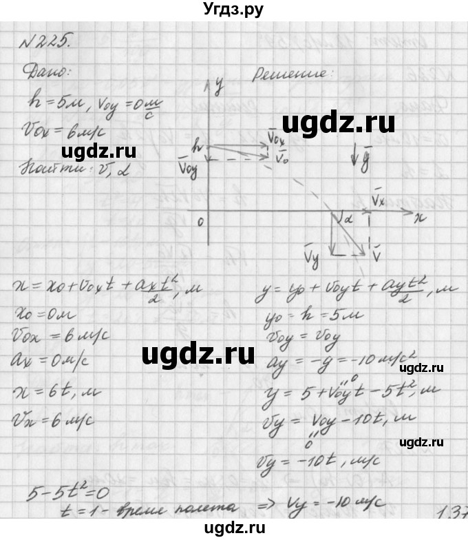 ГДЗ (Решебник №1) по физике 10 класс (задачник) А.П. Рымкевич / номер / 225
