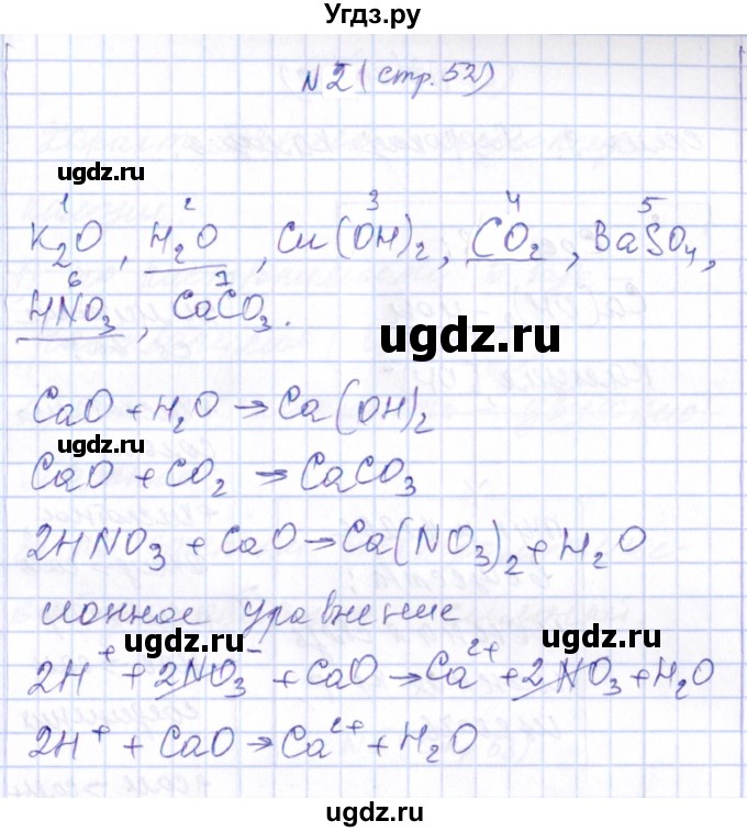 ГДЗ (Решебник) по химии 9 класс (рабочая тетрадь) Габриелян О.С. / страница / 52
