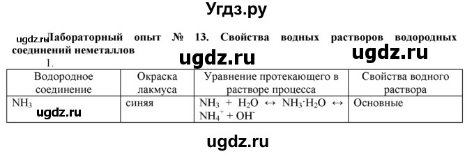 ГДЗ (Решебник) по химии 9 класс И.И. Новошинский / лабораторный опыт-№ / 13