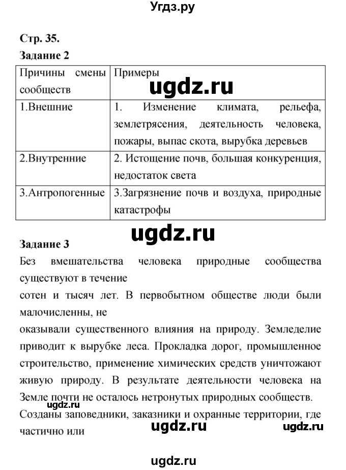 ГДЗ (Решебник) по биологии 6 класс (рабочая тетрадь) Пономарева И.Н. / часть 2 страница-№ / 35
