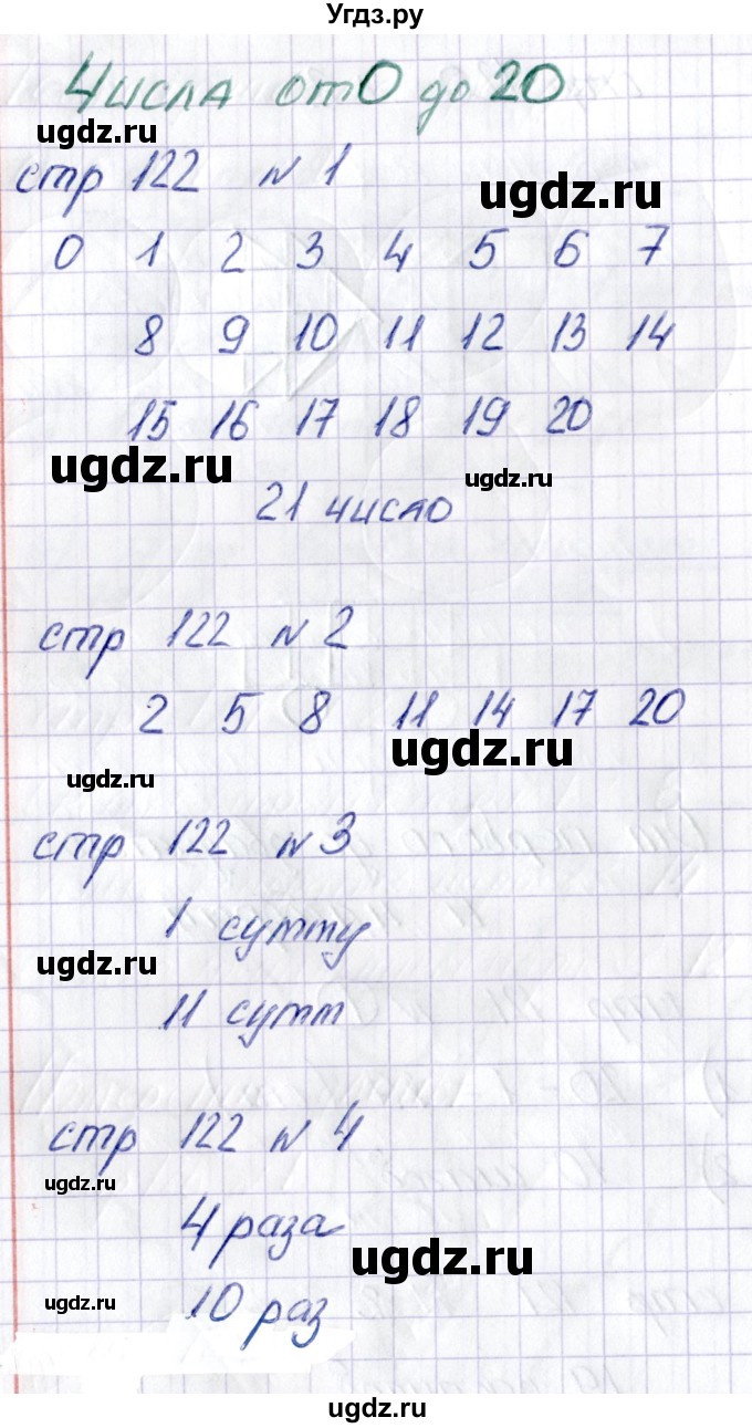 ГДЗ (Решебник) по математике 1 класс (тетрадь для самостоятельной работы) Захарова О.А. / тетрадь №2. страница / 122