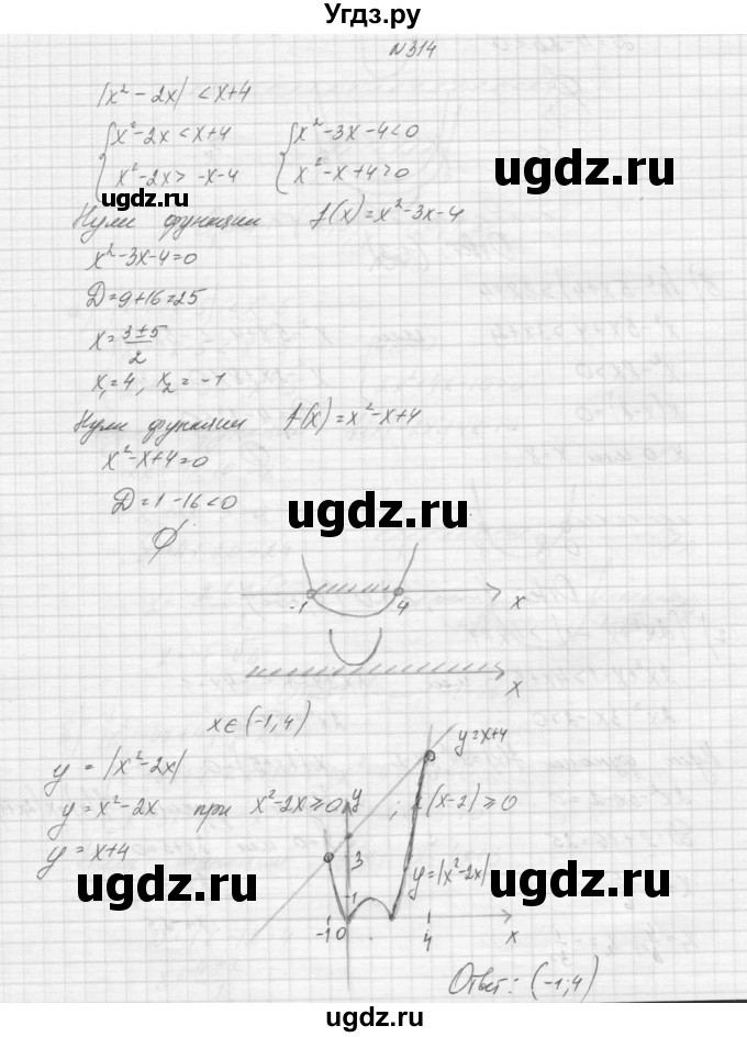 ГДЗ (Решебник к учебнику 2015) по алгебре 9 класс Макарычев Ю.Н. / упражнение / 314