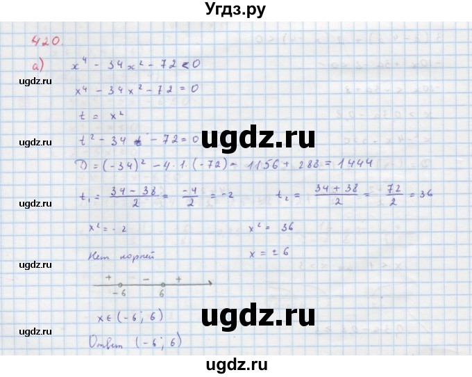 ГДЗ (Решебник к учебнику 2018) по алгебре 9 класс Макарычев Ю.Н. / упражнение / 420