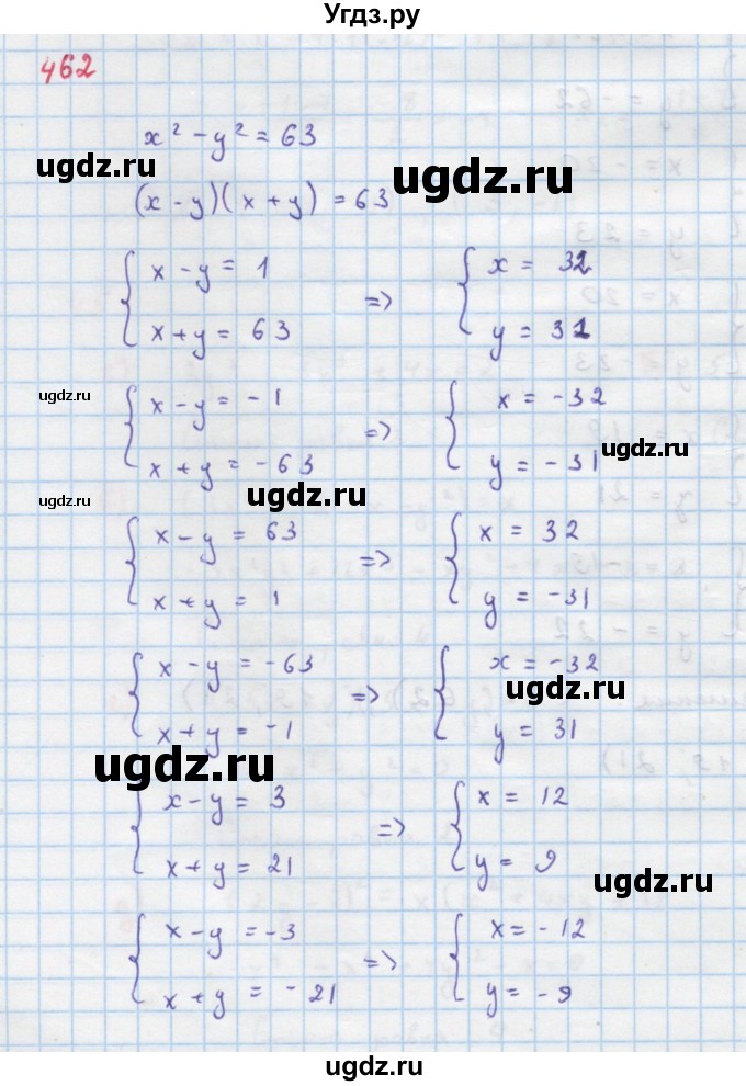 ГДЗ (Решебник к учебнику 2018) по алгебре 9 класс Макарычев Ю.Н. / упражнение / 462