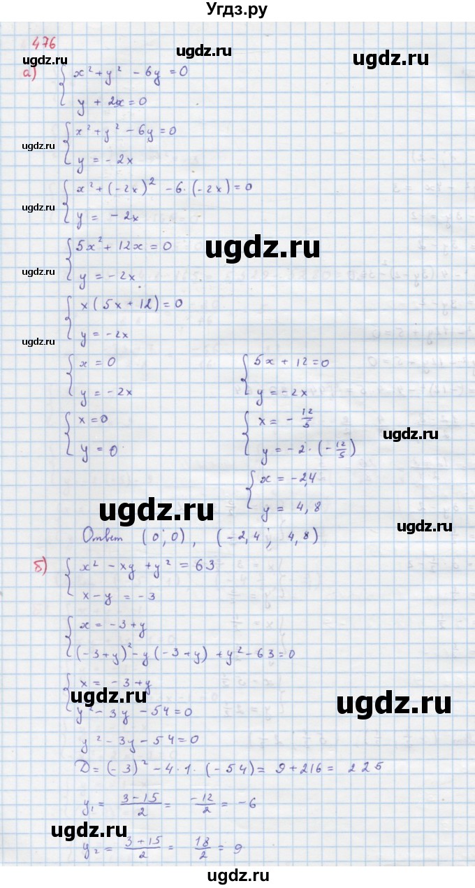 ГДЗ (Решебник к учебнику 2018) по алгебре 9 класс Макарычев Ю.Н. / упражнение / 476