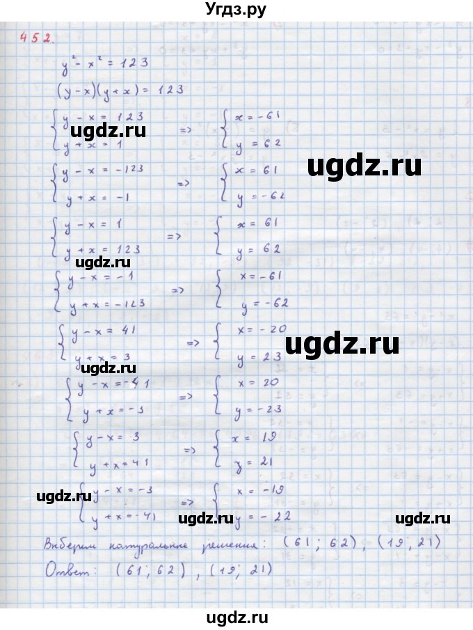 ГДЗ (Решебник к учебнику 2022) по алгебре 9 класс Макарычев Ю.Н. / упражнение / 452