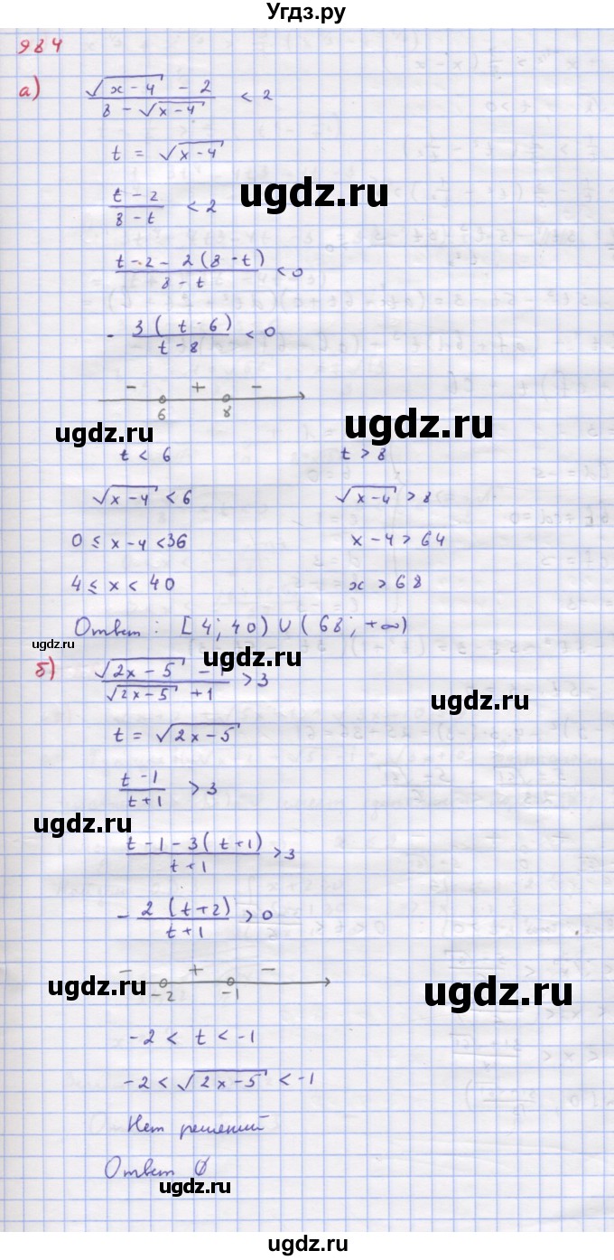 ГДЗ (Решебник к учебнику 2022) по алгебре 9 класс Макарычев Ю.Н. / упражнение / 984