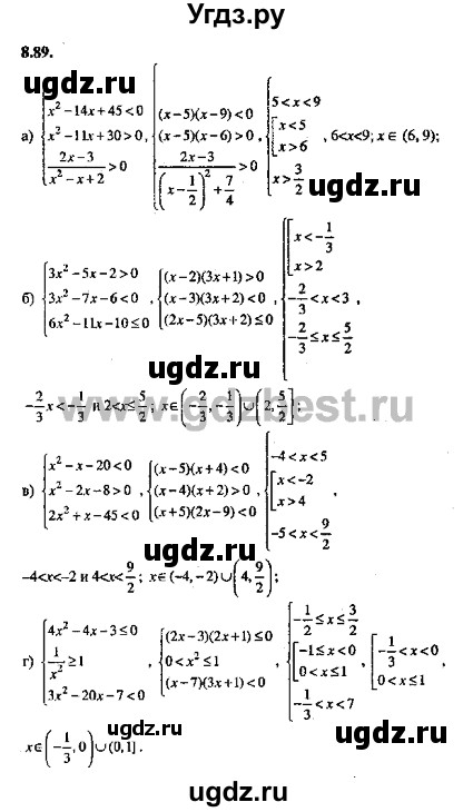 ГДЗ (Решебник №2) по алгебре 8 класс (задачник) Галицкий М.Л. / § 8 / 8.89
