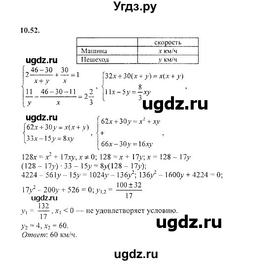 ГДЗ (Решебник №2) по алгебре 8 класс (задачник) Галицкий М.Л. / § 10 / 10.52