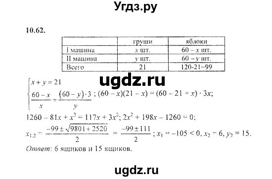 ГДЗ (Решебник №2) по алгебре 8 класс (задачник) Галицкий М.Л. / § 10 / 10.62