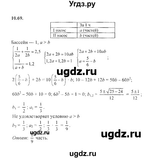 ГДЗ (Решебник №2) по алгебре 8 класс (задачник) Галицкий М.Л. / § 10 / 10.69