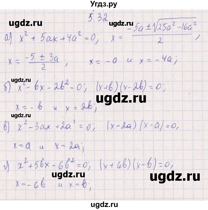 ГДЗ (Решебник №1) по алгебре 8 класс (задачник) Галицкий М.Л. / § 5 / 5.32
