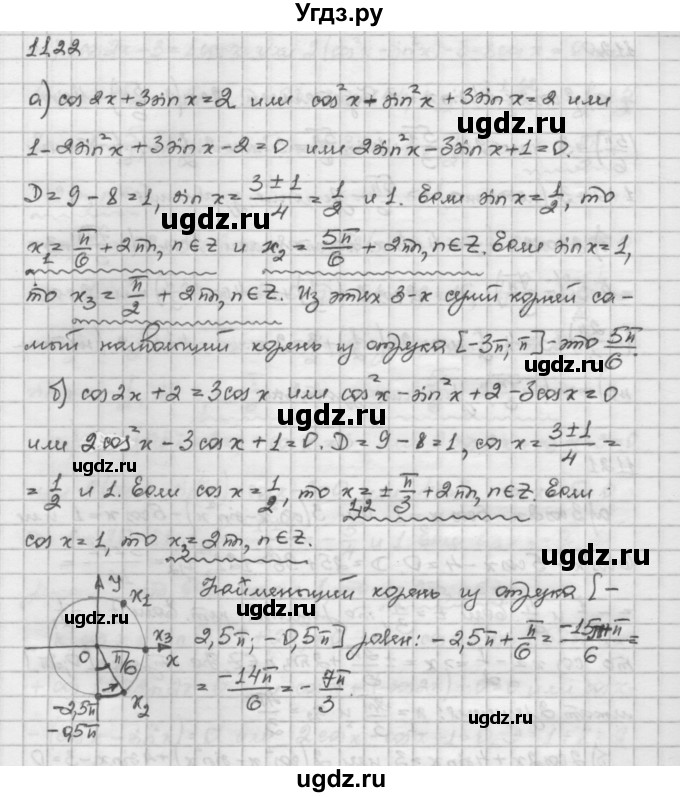 ГДЗ (Решебник) по алгебре 10 класс Никольский С.М. / § 11. тригонометрические уравнения и неравенства. / 11.22