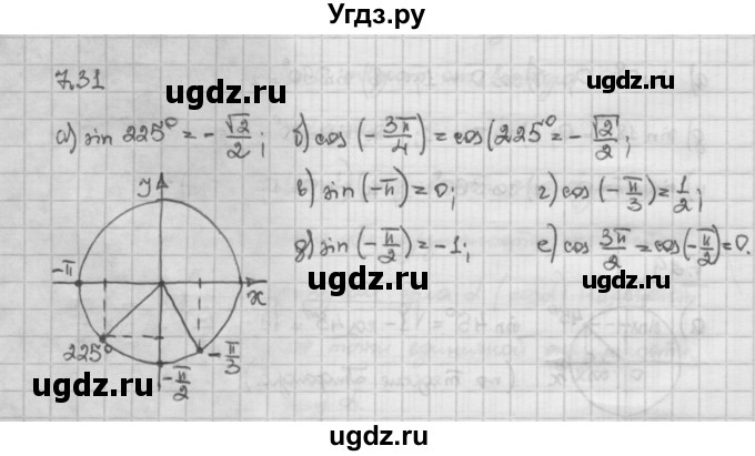 ГДЗ (Решебник) по алгебре 10 класс Никольский С.М. / § 7. синус и косинус угла. / 7.31