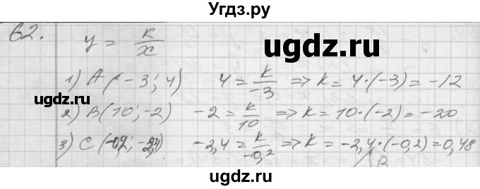 ГДЗ (Решебник) по алгебре 8 класс (дидактические материалы) Мерзляк А.Г. / вариант 2 номер / 62