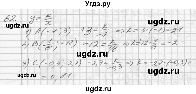 ГДЗ (Решебник) по алгебре 8 класс (дидактические материалы) Мерзляк А.Г. / вариант 3 номер / 62