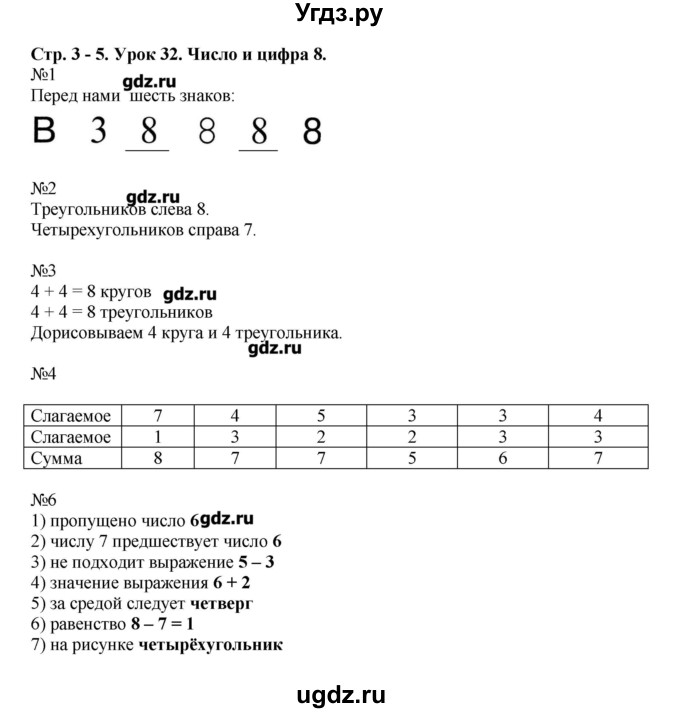 ГДЗ (Решебник) по математике 1 класс (рабочая тетрадь) Муравина О.В / уроки номер / Урок 32
