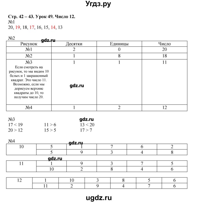 ГДЗ (Решебник) по математике 1 класс (рабочая тетрадь) Муравина О.В / уроки номер / Урок 49