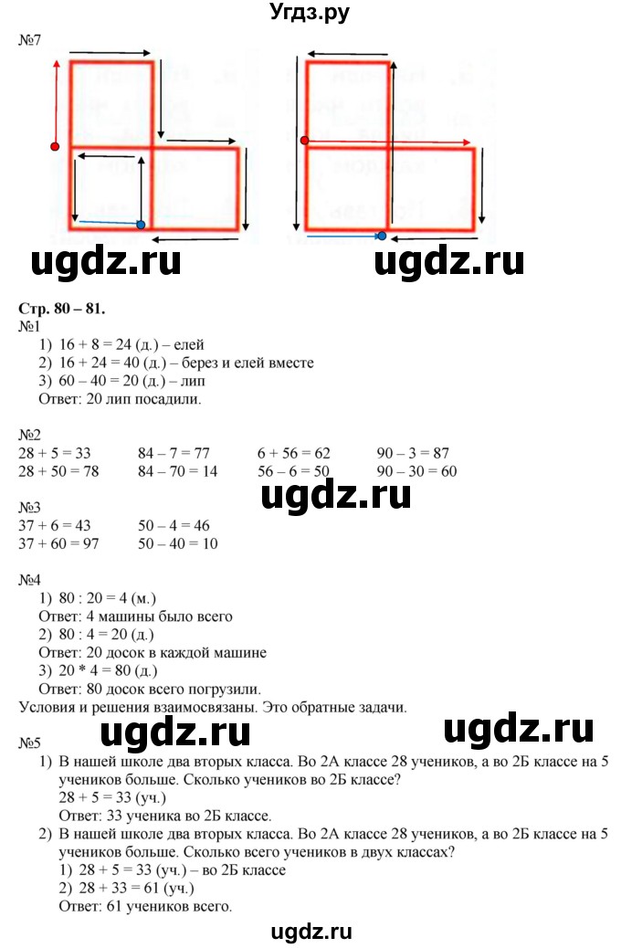 ГДЗ (Решебник к учебнику 2016) по математике 2 класс Дорофеев Г. В. / часть 2. страница / 80