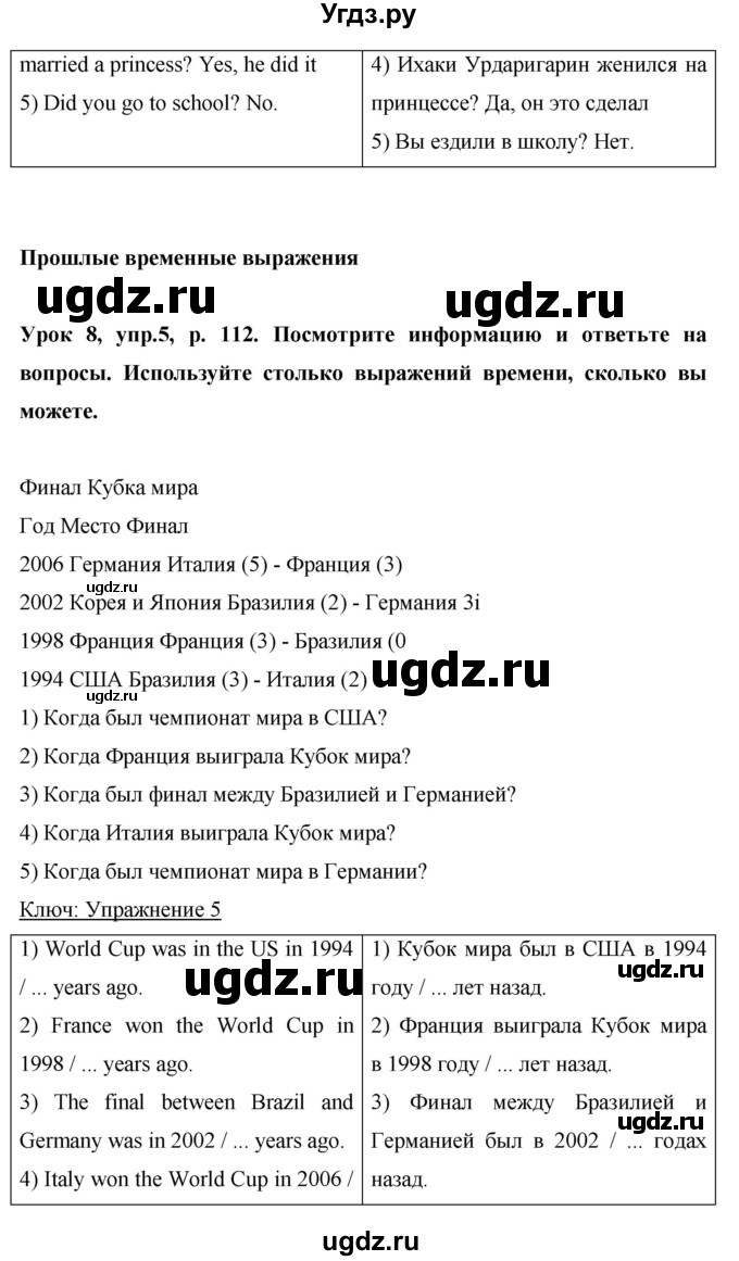 ГДЗ (Решебник) по английскому языку 6 класс Комарова Ю.А. / страница номер / 112(продолжение 4)