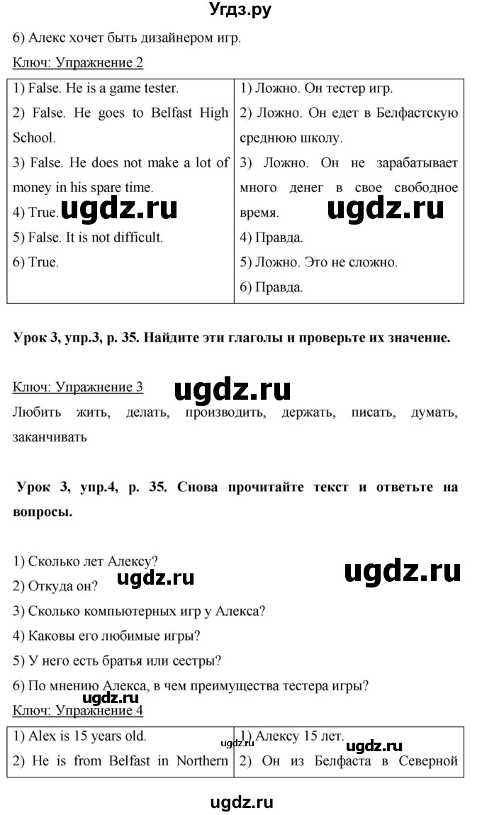 ГДЗ (Решебник) по английскому языку 6 класс Комарова Ю.А. / страница номер / 35(продолжение 3)