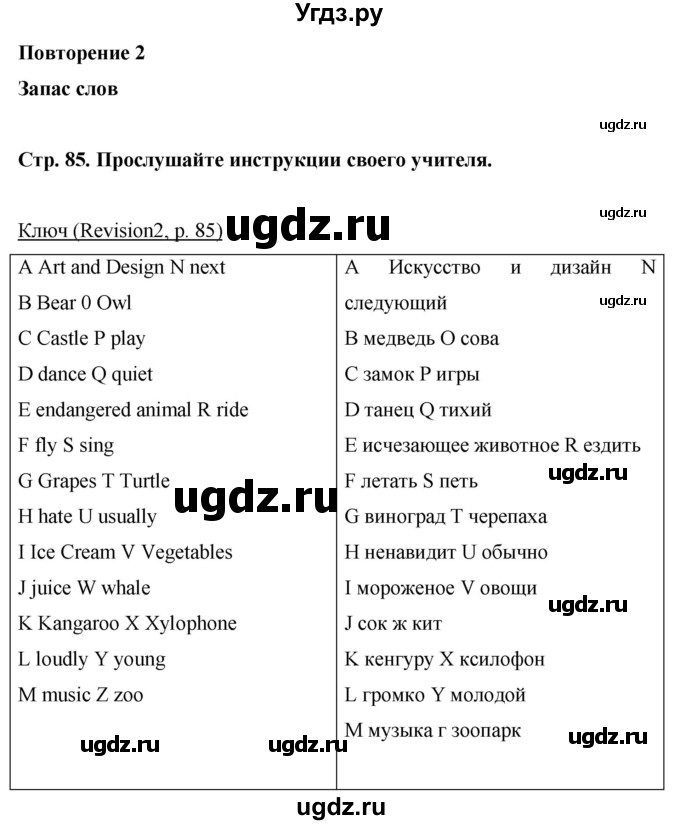 ГДЗ (Решебник) по английскому языку 6 класс Комарова Ю.А. / страница номер / 85