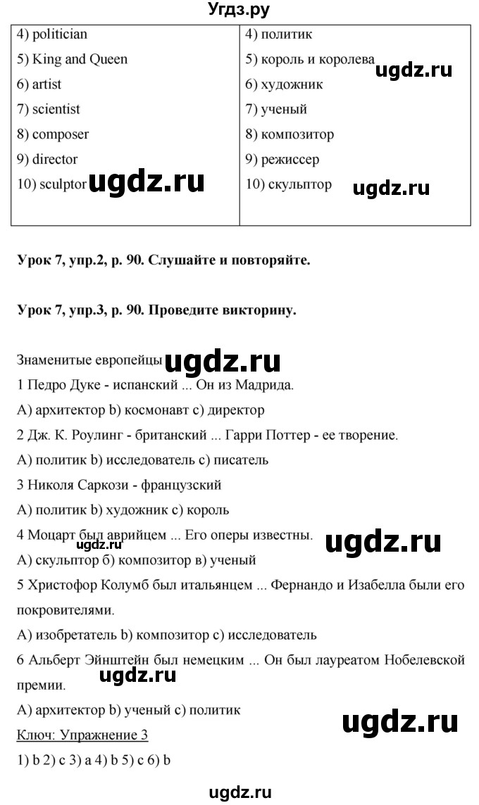 ГДЗ (Решебник) по английскому языку 6 класс Комарова Ю.А. / страница номер / 90(продолжение 2)