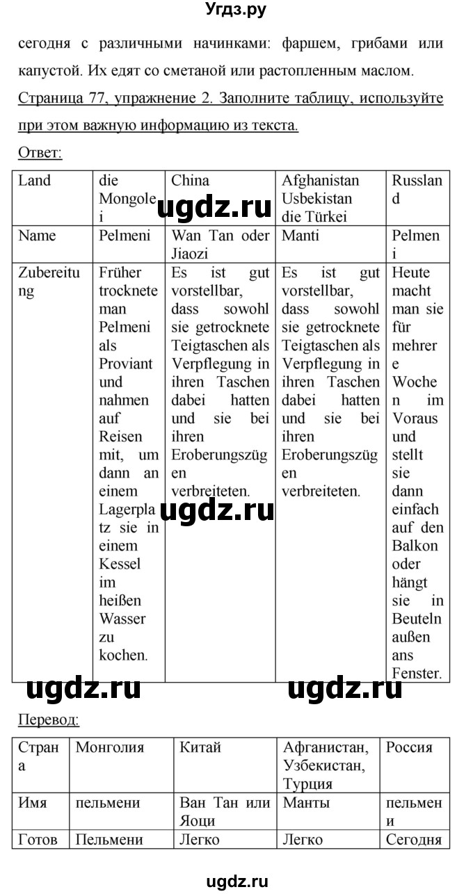 ГДЗ (Решебник) по немецкому языку 9 класс (Horizonte) Аверин М.М. / страница номер / 77(продолжение 3)
