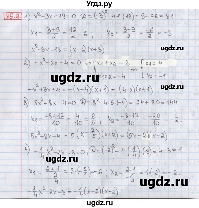 ГДЗ (Решебник) по алгебре 8 класс Мерзляк А.Г. / § 35 / 35.2