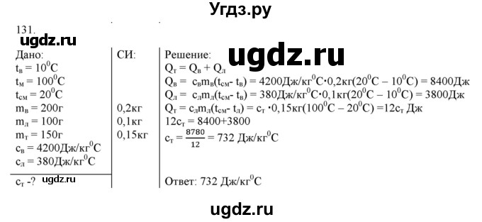 ГДЗ (Решебник) по физике 8 класс (рабочая тетрадь) Пурышева Н.С. / упражнение номер / 131