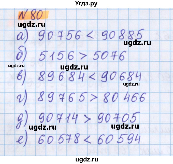 ГДЗ (Решебник №1 к учебнику 2020) по математике 5 класс Герасимов В.Д. / глава 1. упражнение / 80